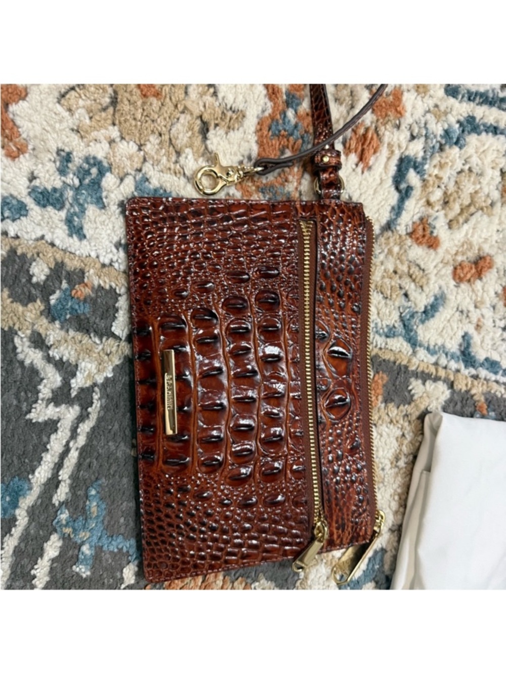 Brahmin Pecan Croc-Embossed Leather Tote with Wallet & Wristlet NWOT - Picture 5 of 7